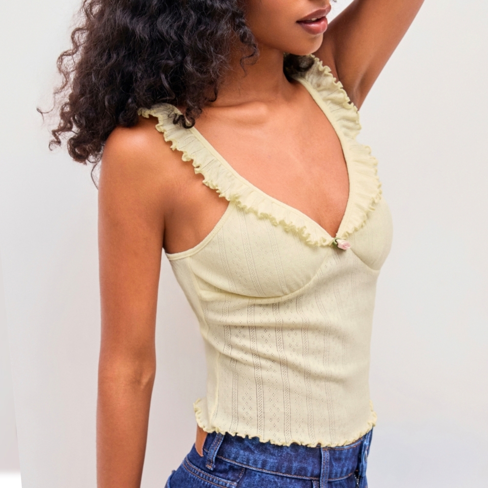 Rosette Lettuce Trim Cami Sz XS